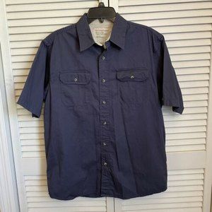 Wrangler Mens Button Front Shirt Size Med Blue Short Sleeve